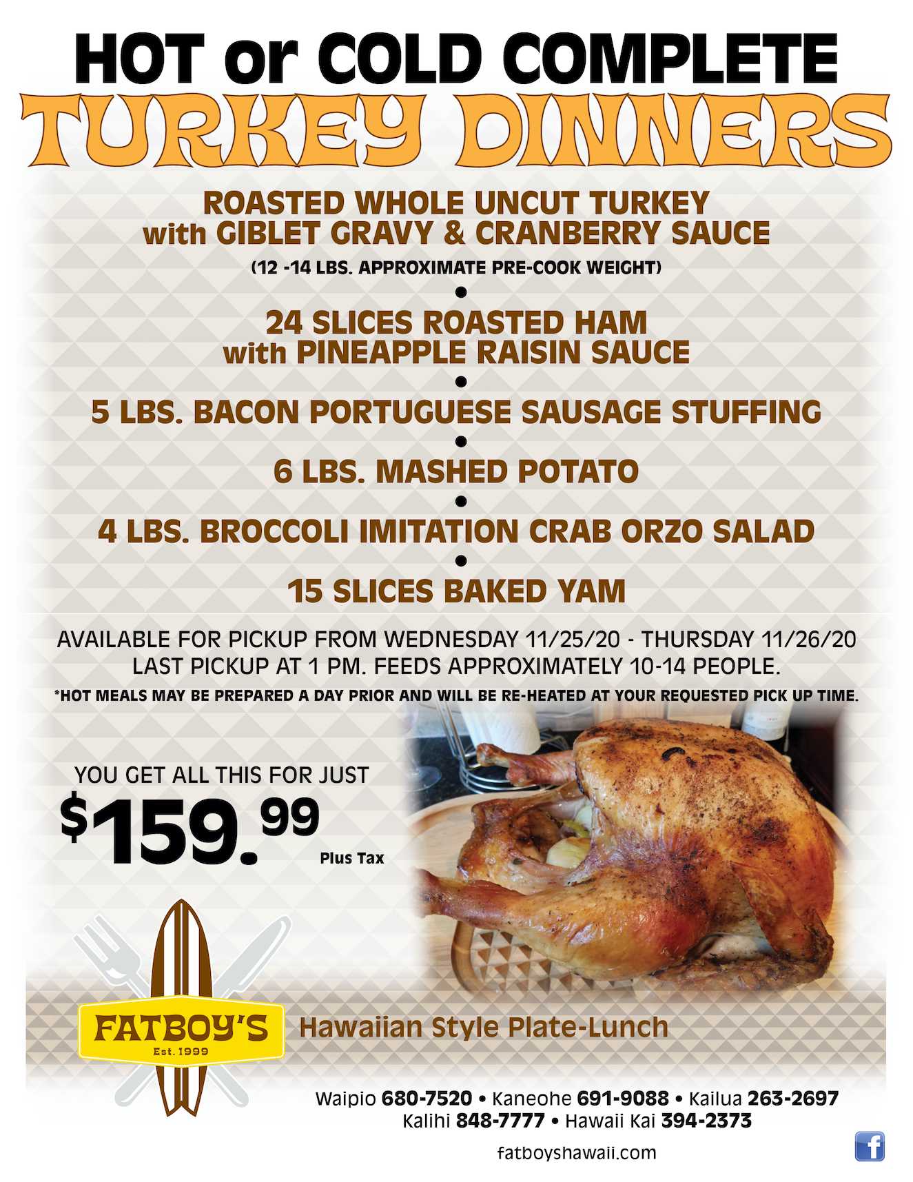 Thanksgiving Turkey Dinner 2020 » Fatboy's Restaurant ...